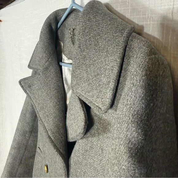 J. Crew Pea Coat Stadium Cloth Nello Gori Gray Gold Button Jacket size 8‎ - Picture 8 of 12